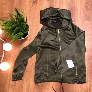 Zara Army Green Silk Like Woman’s Jacket New S